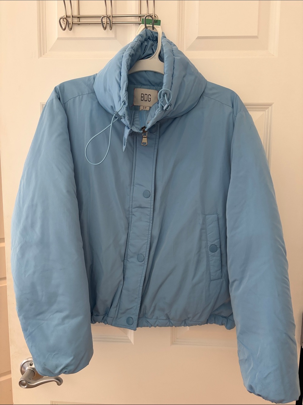 BDG Urban-Outfitters Pastel Blue Puffer Jacket with High Collar